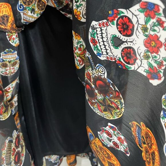 Iska London retro punk goth skeleton sugar skull black dress size 12 - Picture 9 of 11
